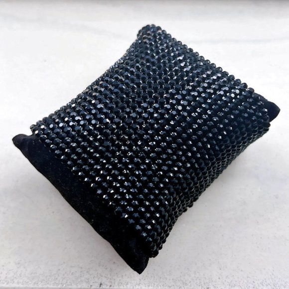 Vintage CHANEL Black Swarovski Crystal Mesh Bracelet 1998 - Picture 3 of 12